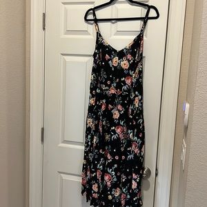 Torrid, strapless black floral dress